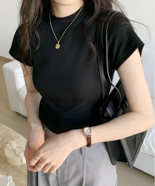 kirakiraShop(キラキラショップ)の「レディー シルエット コットン Tシャツ(Tシャツ/カットソー・レディース・ホワイト/ブラック/パープル/ブルー/オートミール・M/L/XL)」の2枚目の写真