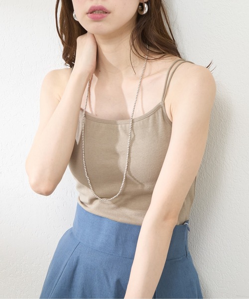 natural couture（ナチュラルクチュール）の「【WEB限定】カップ付きフライスキャミ（キャミソール・レディース・オフホワイト/ベージュ/ブラック・FREE）」の3枚目の写真