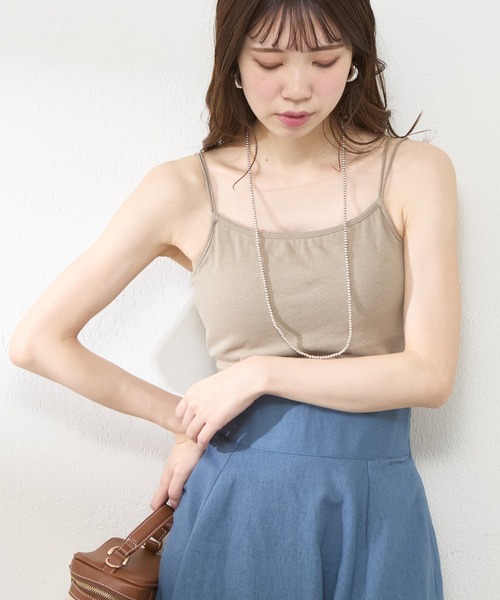 natural couture（ナチュラルクチュール）の「【WEB限定】カップ付きフライスキャミ（キャミソール・レディース・オフホワイト/ベージュ/ブラック・FREE）」の13枚目の写真
