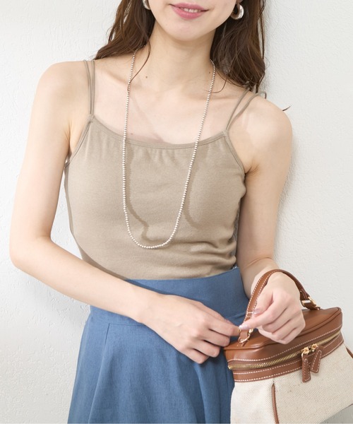 natural couture（ナチュラルクチュール）の「【WEB限定】カップ付きフライスキャミ（キャミソール・レディース・オフホワイト/ベージュ/ブラック・FREE）」の12枚目の写真