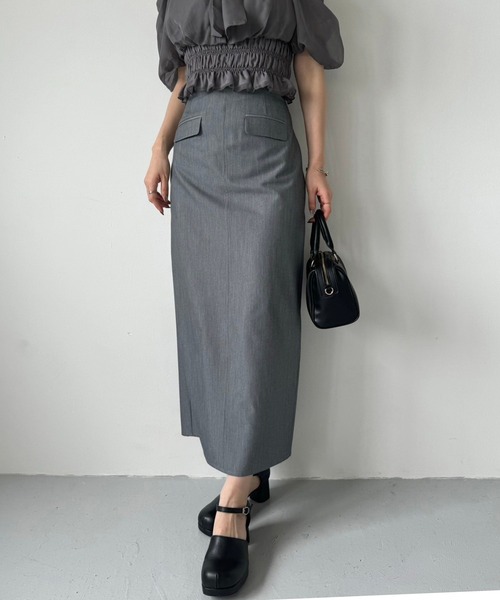 one after another NICE CLAUP(ワンアフターアナザーナイスクラップ)の「アウトポケットナロースカート(スカート・レディース・アイボリー/ブラック/ピンク系その他/杢グレー・FREE)」の3枚目の写真