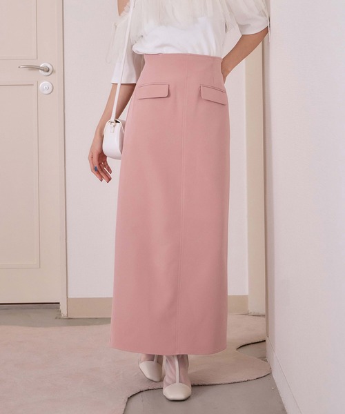 one after another NICE CLAUP(ワンアフターアナザーナイスクラップ)の「アウトポケットナロースカート(スカート・レディース・アイボリー/ブラック/ピンク系その他/杢グレー・FREE)」の4枚目の写真