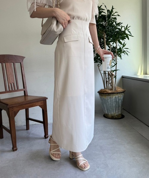 one after another NICE CLAUP(ワンアフターアナザーナイスクラップ)の「アウトポケットナロースカート(スカート・レディース・アイボリー/ブラック/ピンク系その他/杢グレー・FREE)」の14枚目の写真