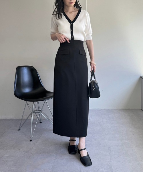 one after another NICE CLAUP(ワンアフターアナザーナイスクラップ)の「アウトポケットナロースカート(スカート・レディース・アイボリー/ブラック/ピンク系その他/杢グレー・FREE)」の22枚目の写真