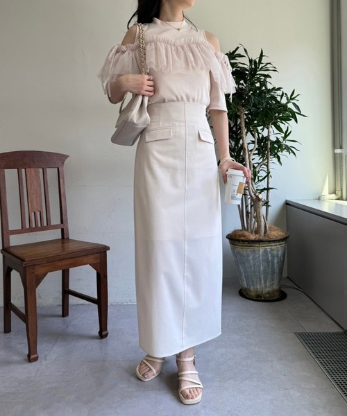 one after another NICE CLAUP(ワンアフターアナザーナイスクラップ)の「アウトポケットナロースカート(スカート・レディース・アイボリー/ブラック/ピンク系その他/杢グレー・FREE)」の6枚目の写真