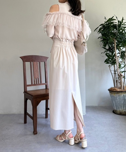 one after another NICE CLAUP(ワンアフターアナザーナイスクラップ)の「アウトポケットナロースカート(スカート・レディース・アイボリー/ブラック/ピンク系その他/杢グレー・FREE)」の7枚目の写真