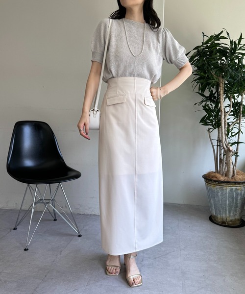 one after another NICE CLAUP(ワンアフターアナザーナイスクラップ)の「アウトポケットナロースカート(スカート・レディース・アイボリー/ブラック/ピンク系その他/杢グレー・FREE)」の8枚目の写真