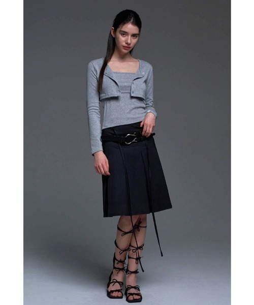 ☆NASTY FANCY CLUB☆ NF fancy button tweed skirt BLKF21ZC263 FANCY CLUB | FANCY BUTTON TWEED SKIRT - 모던한 블랙 디자인