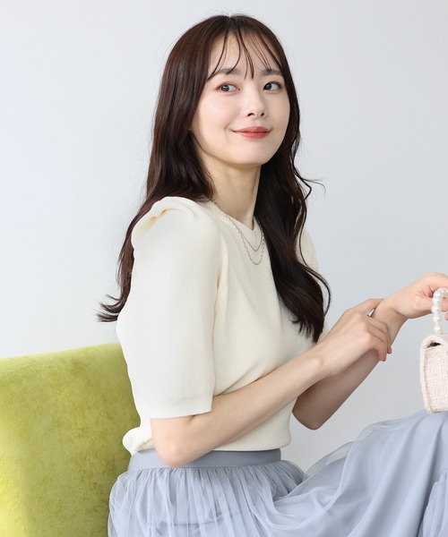 BLUEEAST（ブルーイースト）の「タックスリーブサマーニット（ニット/セーター・レディース・ホワイト/ブラック/ミント/ピンク/グレー・MEDIUM）」の11枚目の写真