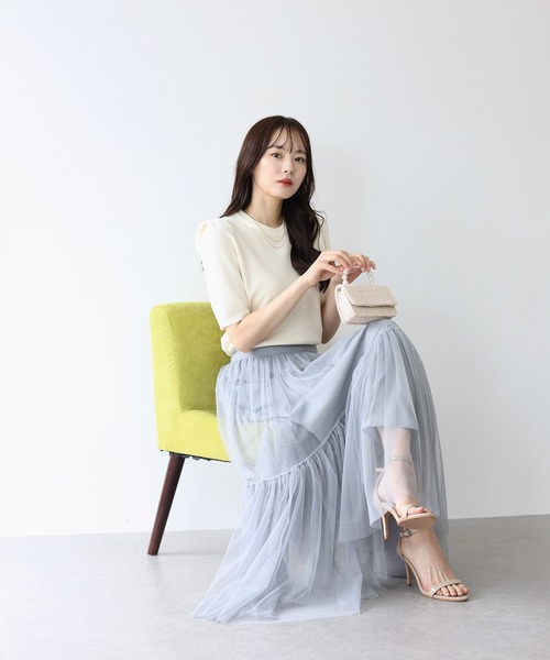 BLUEEAST（ブルーイースト）の「タックスリーブサマーニット（ニット/セーター・レディース・ホワイト/ブラック/ミント/ピンク/グレー・MEDIUM）」の12枚目の写真