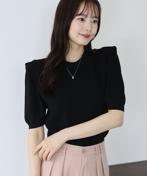 BLUEEAST（ブルーイースト）の「タックスリーブサマーニット（ニット/セーター・レディース・ホワイト/ブラック/ミント/ピンク/グレー・MEDIUM）」の13枚目の写真