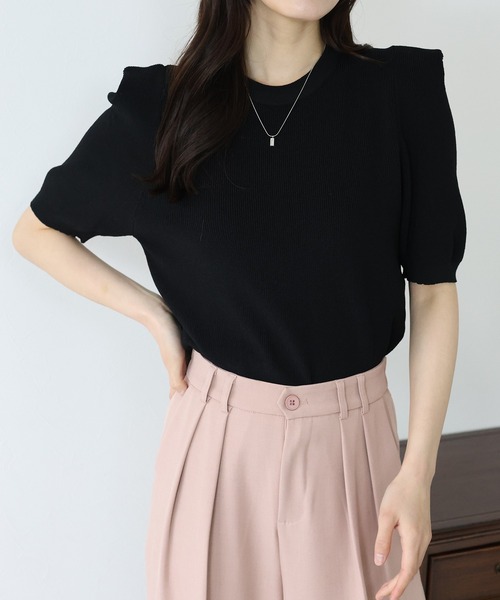 BLUEEAST（ブルーイースト）の「タックスリーブサマーニット（ニット/セーター・レディース・ホワイト/ブラック/ミント/ピンク/グレー・MEDIUM）」の15枚目の写真