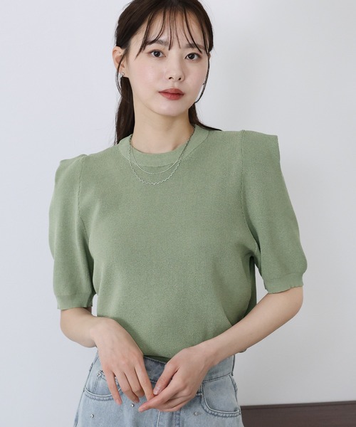 BLUEEAST（ブルーイースト）の「タックスリーブサマーニット（ニット/セーター・レディース・ホワイト/ブラック/ミント/ピンク/グレー・MEDIUM）」の19枚目の写真