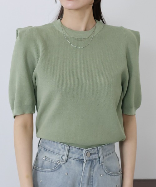 BLUEEAST（ブルーイースト）の「タックスリーブサマーニット（ニット/セーター・レディース・ホワイト/ブラック/ミント/ピンク/グレー・MEDIUM）」の20枚目の写真