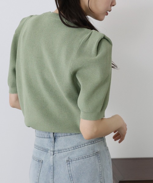 BLUEEAST（ブルーイースト）の「タックスリーブサマーニット（ニット/セーター・レディース・ホワイト/ブラック/ミント/ピンク/グレー・MEDIUM）」の21枚目の写真