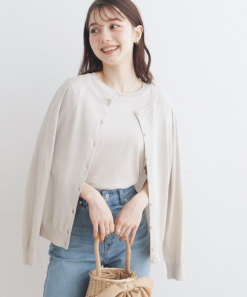 couture brooch(クチュールブローチ)の「◆【接触冷感/UV/アンチピリング】ポイント透かしカーディガン(カーディガン/ボレロ・レディース・ライトブルー/ブラック/ライトグレー/サンドベージュ・42/40/38/36)」の14枚目の写真