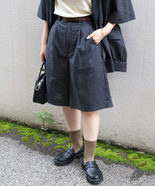 DOUBLE NAME(ダブルネーム)の「綿麻ハーフパンツ(その他パンツ・レディース・ピンク/ブラック/オフホワイト・FREE)」の1枚目の写真