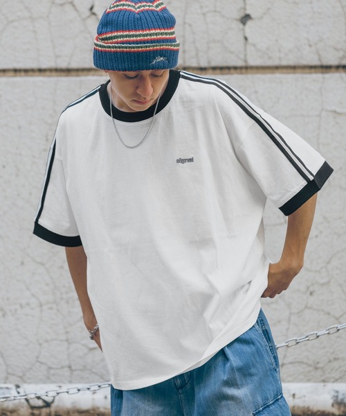 SIGNAL SPORTS(シグナルスポーツ)の「【SIGNAL SPORTS】SIDE LINE T-SHIRTS/袖ライン/ビッグシルエットTシャツ(Tシャツ/カットソー・メンズ・ブルー/グリーン/ホワイト/ダークグレー・MEDIUM/LARGE/SMALL)」の6枚目の写真
