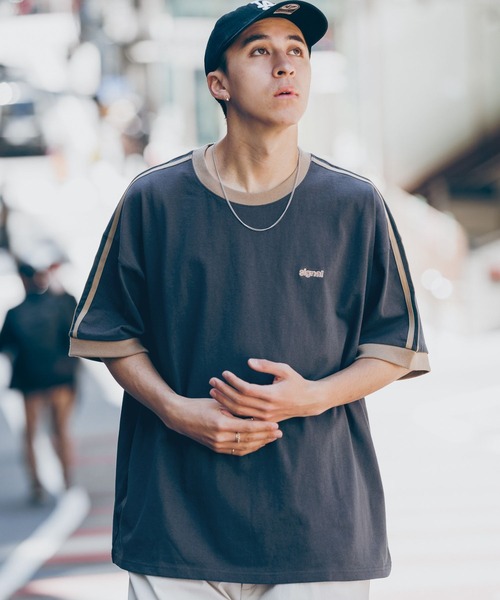 SIGNAL SPORTS(シグナルスポーツ)の「【SIGNAL SPORTS】SIDE LINE T-SHIRTS/袖ライン/ビッグシルエットTシャツ(Tシャツ/カットソー・メンズ・ブルー/グリーン/ホワイト/ダークグレー・MEDIUM/LARGE/SMALL)」の12枚目の写真
