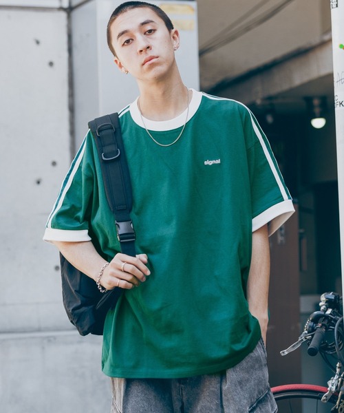 SIGNAL SPORTS(シグナルスポーツ)の「【SIGNAL SPORTS】SIDE LINE T-SHIRTS/袖ライン/ビッグシルエットTシャツ(Tシャツ/カットソー・メンズ・ブルー/グリーン/ホワイト/ダークグレー・MEDIUM/LARGE/SMALL)」の18枚目の写真