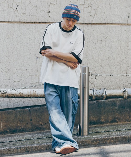SIGNAL SPORTS(シグナルスポーツ)の「【SIGNAL SPORTS】SIDE LINE T-SHIRTS/袖ライン/ビッグシルエットTシャツ(Tシャツ/カットソー・メンズ・ブルー/グリーン/ホワイト/ダークグレー・MEDIUM/LARGE/SMALL)」の5枚目の写真