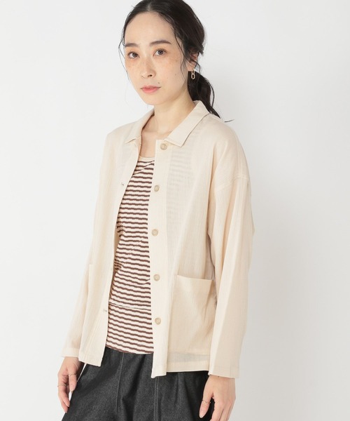 studio CLIP（スタディオクリップ）の「楊柳シャツジャケット（その他アウター・レディース・ブルー/アイボリー/ブラック・FREE）」の7枚目の写真