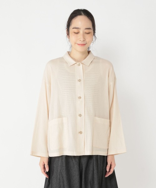 studio CLIP（スタディオクリップ）の「楊柳シャツジャケット（その他アウター・レディース・ブルー/アイボリー/ブラック・FREE）」の10枚目の写真