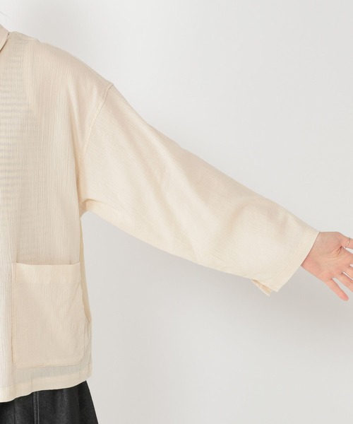 studio CLIP（スタディオクリップ）の「楊柳シャツジャケット（その他アウター・レディース・ブルー/アイボリー/ブラック・FREE）」の14枚目の写真