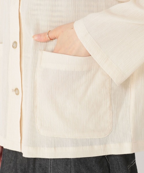 studio CLIP（スタディオクリップ）の「楊柳シャツジャケット（その他アウター・レディース・ブルー/アイボリー/ブラック・FREE）」の16枚目の写真