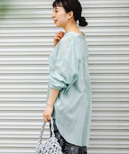 ITEMS URBANRESEARCH（アイテムズ アーバンリサーチ）の「コットンバンドカラーシャツ（シャツ/ブラウス・レディース・ミント/ブラウン/ライトベージュ・FREE）」の5枚目の写真