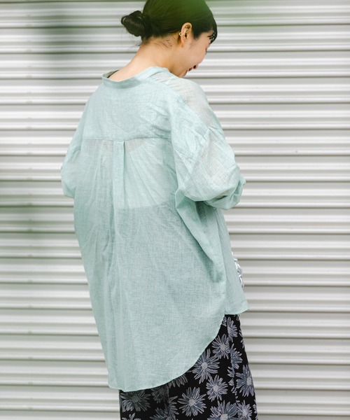 ITEMS URBANRESEARCH（アイテムズ アーバンリサーチ）の「コットンバンドカラーシャツ（シャツ/ブラウス・レディース・ミント/ブラウン/ライトベージュ・FREE）」の6枚目の写真