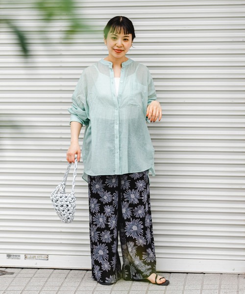 ITEMS URBANRESEARCH（アイテムズ アーバンリサーチ）の「コットンバンドカラーシャツ（シャツ/ブラウス・レディース・ミント/ブラウン/ライトベージュ・FREE）」の7枚目の写真