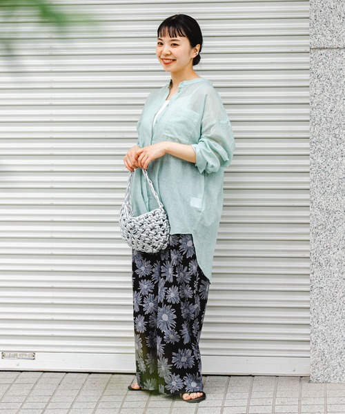 ITEMS URBANRESEARCH（アイテムズ アーバンリサーチ）の「コットンバンドカラーシャツ（シャツ/ブラウス・レディース・ミント/ブラウン/ライトベージュ・FREE）」の8枚目の写真