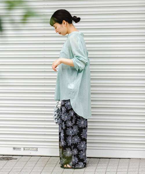 ITEMS URBANRESEARCH（アイテムズ アーバンリサーチ）の「コットンバンドカラーシャツ（シャツ/ブラウス・レディース・ミント/ブラウン/ライトベージュ・FREE）」の9枚目の写真