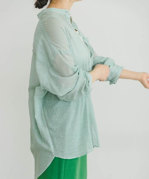 ITEMS URBANRESEARCH（アイテムズ アーバンリサーチ）の「コットンバンドカラーシャツ（シャツ/ブラウス・レディース・ミント/ブラウン/ライトベージュ・FREE）」の11枚目の写真