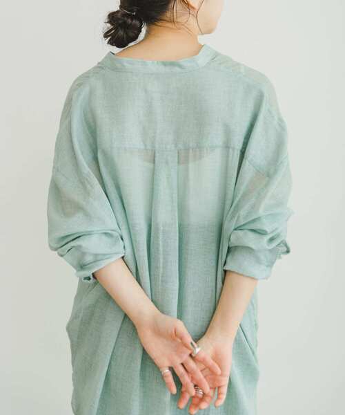 ITEMS URBANRESEARCH（アイテムズ アーバンリサーチ）の「コットンバンドカラーシャツ（シャツ/ブラウス・レディース・ミント/ブラウン/ライトベージュ・FREE）」の12枚目の写真