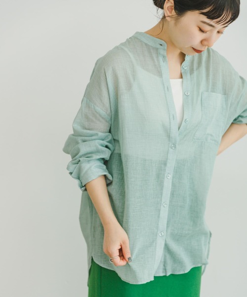 ITEMS URBANRESEARCH（アイテムズ アーバンリサーチ）の「コットンバンドカラーシャツ（シャツ/ブラウス・レディース・ミント/ブラウン/ライトベージュ・FREE）」の13枚目の写真