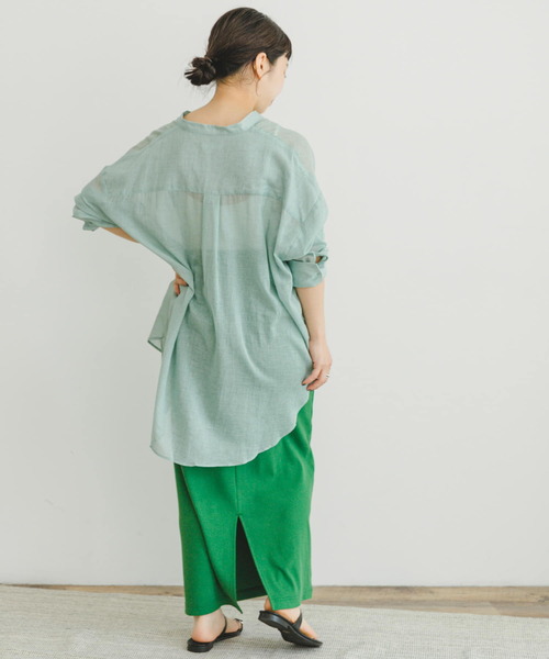 ITEMS URBANRESEARCH（アイテムズ アーバンリサーチ）の「コットンバンドカラーシャツ（シャツ/ブラウス・レディース・ミント/ブラウン/ライトベージュ・FREE）」の16枚目の写真