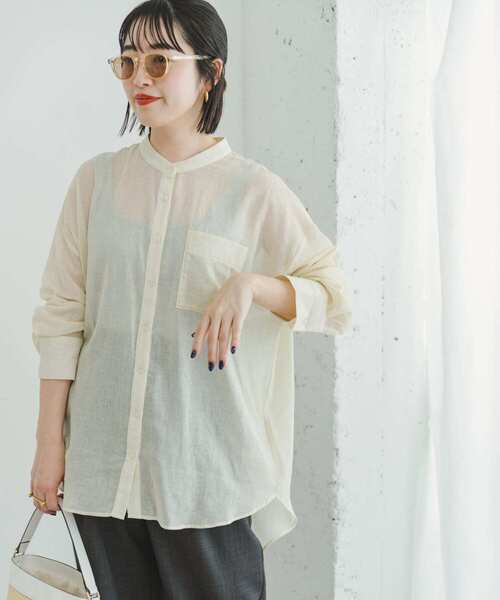 ITEMS URBANRESEARCH（アイテムズ アーバンリサーチ）の「コットンバンドカラーシャツ（シャツ/ブラウス・レディース・ミント/ブラウン/ライトベージュ・FREE）」の17枚目の写真