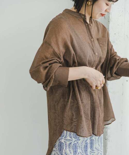 ITEMS URBANRESEARCH（アイテムズ アーバンリサーチ）の「コットンバンドカラーシャツ（シャツ/ブラウス・レディース・ミント/ブラウン/ライトベージュ・FREE）」の22枚目の写真