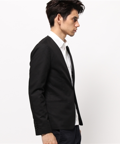 WEGO(ウィゴー)の「WEGO/ノーカラーテーラードジャケット(テーラードジャケット・メンズ・グレー/ブラック・MEDIUM/LARGE)」の6枚目の写真