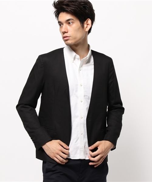 WEGO(ウィゴー)の「WEGO/ノーカラーテーラードジャケット(テーラードジャケット・メンズ・グレー/ブラック・MEDIUM/LARGE)」の10枚目の写真