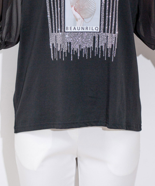 Jayro(ジャイロ)の「袖シフォンビジューTシャツ(Tシャツ/カットソー・レディース・ブラック/ホワイト・FREE)」の19枚目の写真