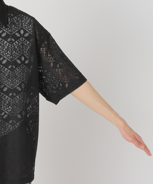 JOURNAL STANDARD relume（ジャーナルスタンダード　レリューム）の「アラベスクレース ウェーブレギュラーカラー半袖シャツ（シャツ/ブラウス・メンズ・ライトグリーン/ブラック/ブラウン系その他・MEDIUM/LARGE）」の11枚目の写真