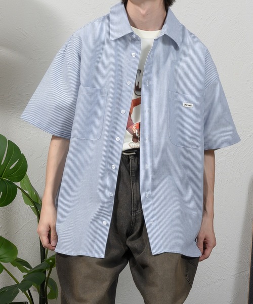 Perushu(ペルーシュ)の「ルーズアソート半袖シャツ(シャツ/ブラウス・メンズ・ベージュ/オフホワイト/ブルー/ブルー系・MEDIUM/LARGE)」の7枚目の写真