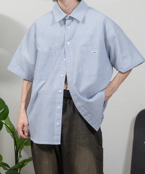 Perushu(ペルーシュ)の「ルーズアソート半袖シャツ(シャツ/ブラウス・メンズ・ベージュ/オフホワイト/ブルー/ブルー系・MEDIUM/LARGE)」の6枚目の写真