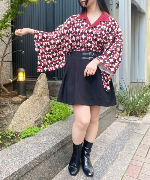 【セール】歌舞伎プリント着物スリーブシャツ（シャツ/ブラウス）｜AXES-X（アクシーズエックス）