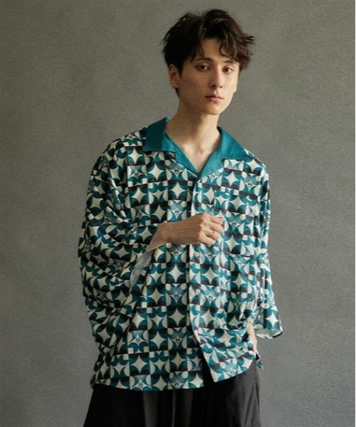 【セール】歌舞伎プリント着物スリーブシャツ（シャツ/ブラウス）｜AXES-X（アクシーズエックス）