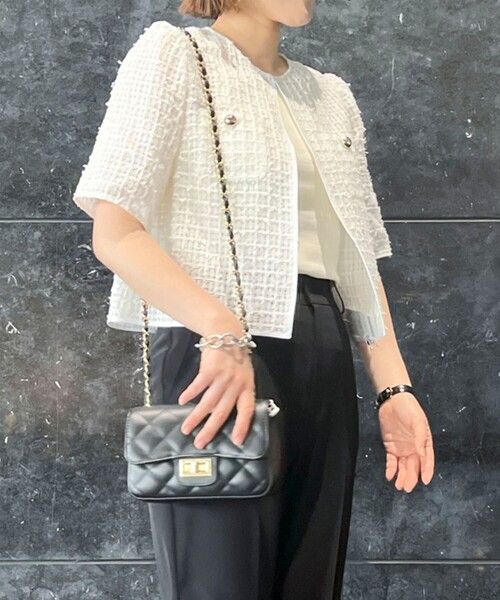 美品 ノーリーズ NOLLEY'S チドリツイードジャケット アウター ウール NOLLEY'S（ノーリーズ）の「ツイードジャケット（ノーカラージャケット