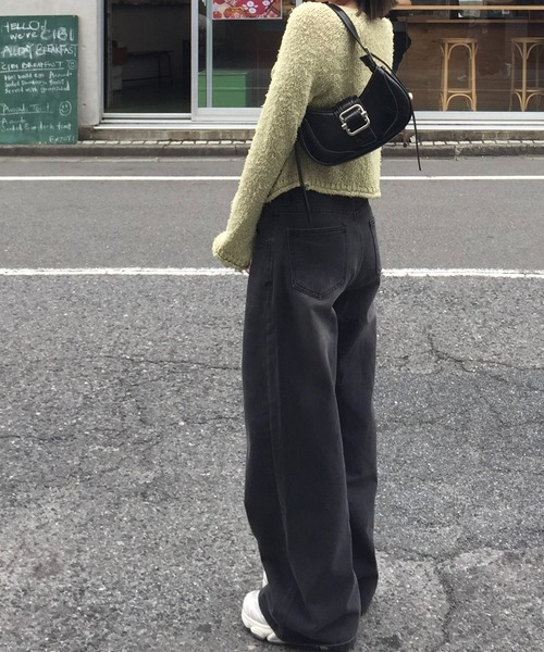 RiLi(リリ)の「ウォッシュワイドデニム【RL】(デニムパンツ・レディース・ブラック・2/1/4/3)」の4枚目の写真